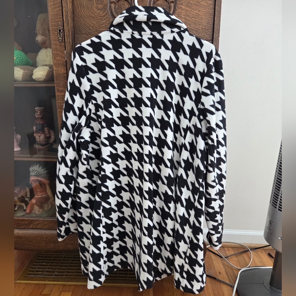 BOB MACKIE Houndstooth Fleece Swing Coat | Sz. Large - Picture 6 of 8